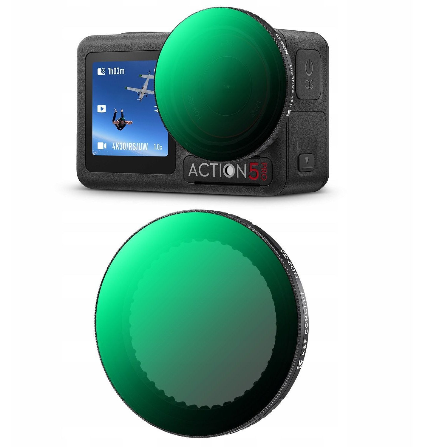 Filtr Pełny Szary Typ Fader Regulowany Nd2-32 Do Dji Osmo Action 3 4 5 Pro / Kf01.2752