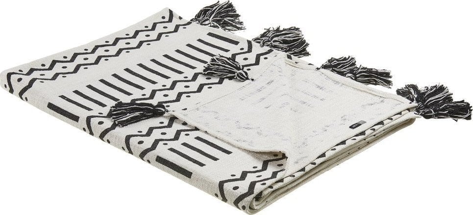 Beliani Koc Bawełniany 130 X 180 Cm Czarno-biały Unnao!