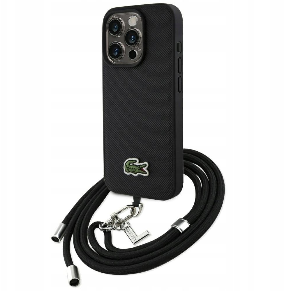 Etui Lacoste Iconic Petit Pique Crossbody Cord MagSafe do iPhone 15 Pro czarny