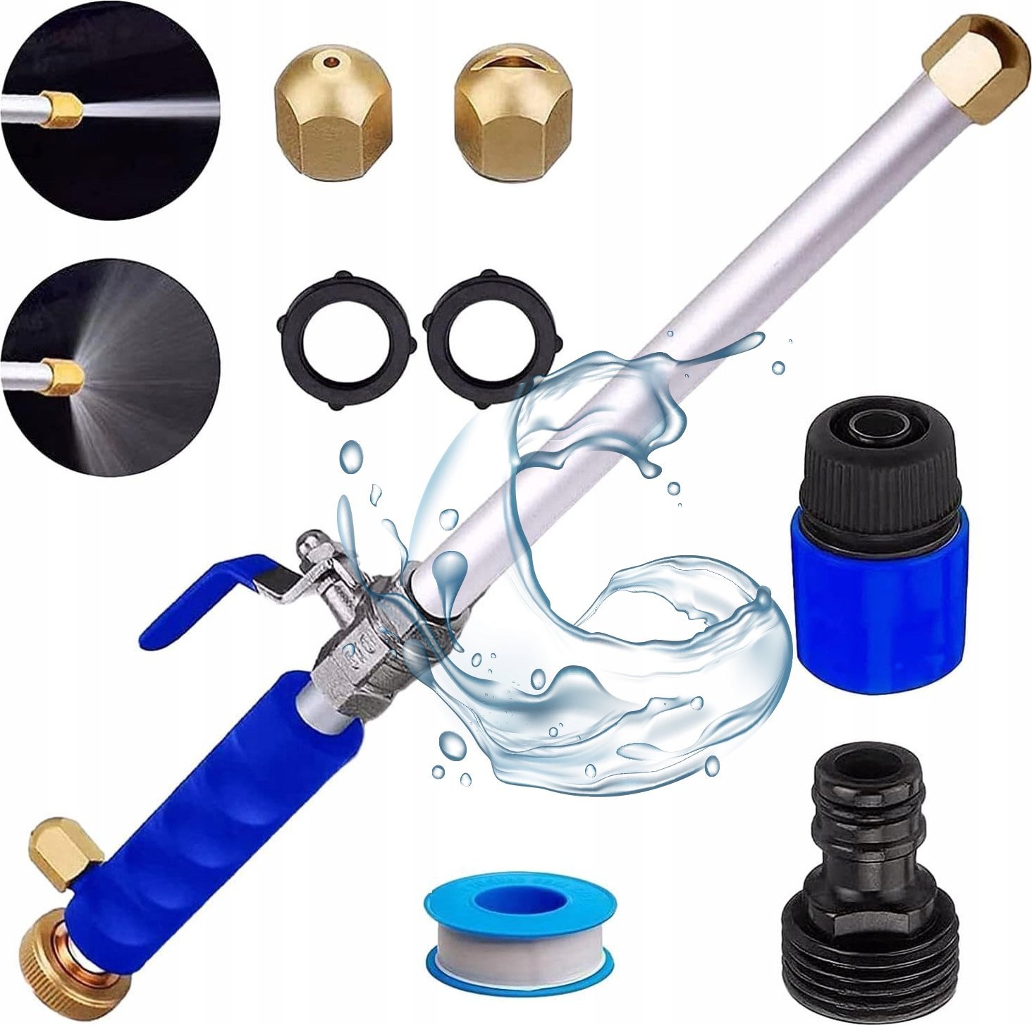 Rosfix LANCA CIŚNIENIOWA DO WĘŻA OGRODOWEGO MYCIE SAMOCHODU 2 DYSZE USZCZELKI HQ