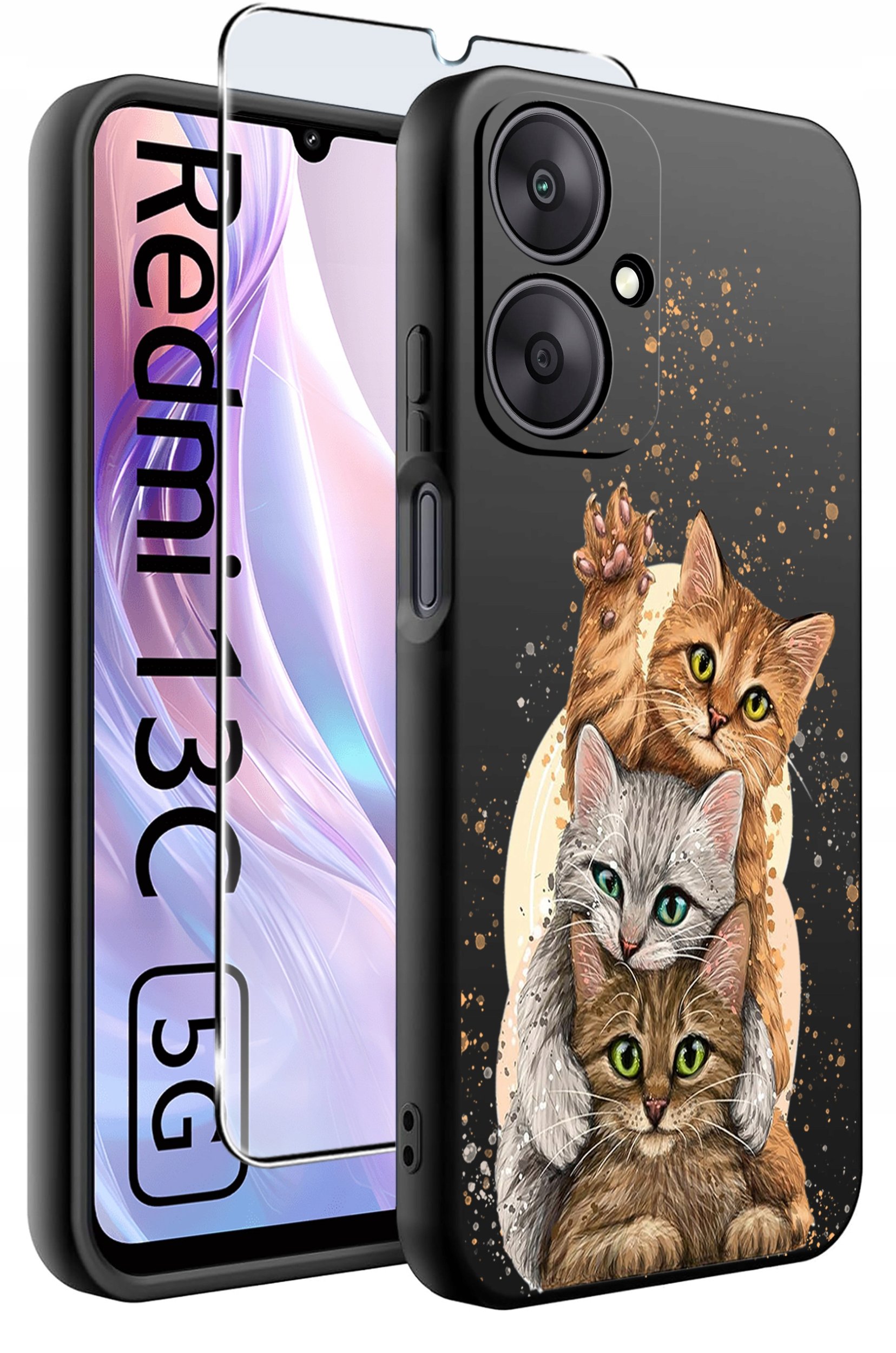 ETUI do Xiaomi Redmi 13C 5G WZORY |SILIKONOWE MATT CASE +SZKŁO HARTOWANE 9H