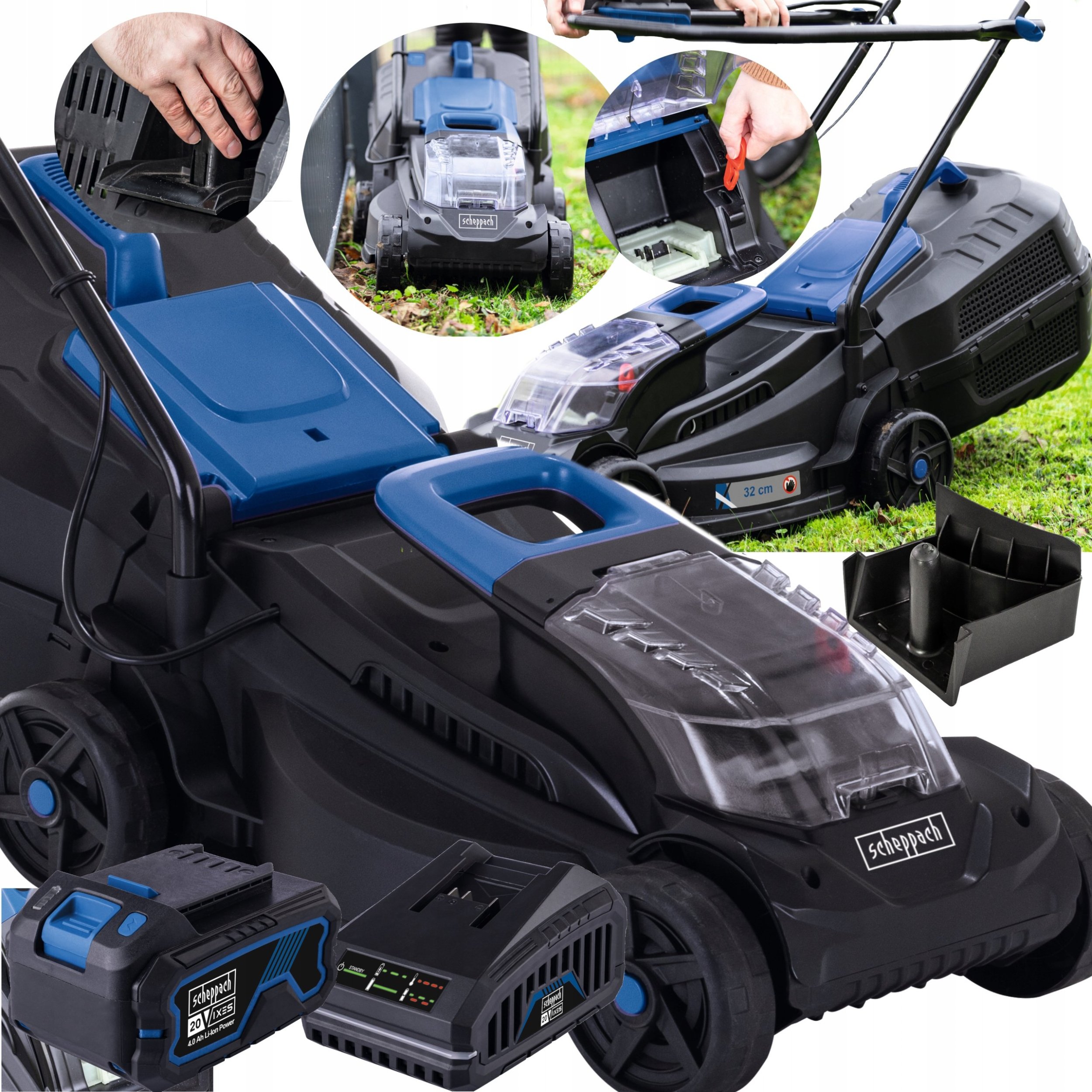 Kosiarka akumulatorowa Scheppach Akumuliatorinė vejapjovė BC-MP320-X 20V, korpusas, Scheppach