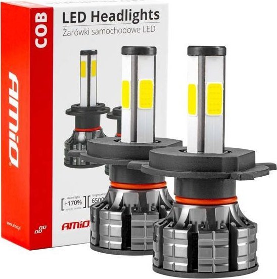 AMiO Żarówki samochodowe led cob 4side amio h4