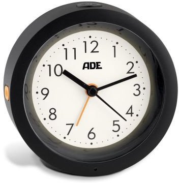 Budzik z podświetleniem, śred. 10,5 x 4 cm, czarny / ADE