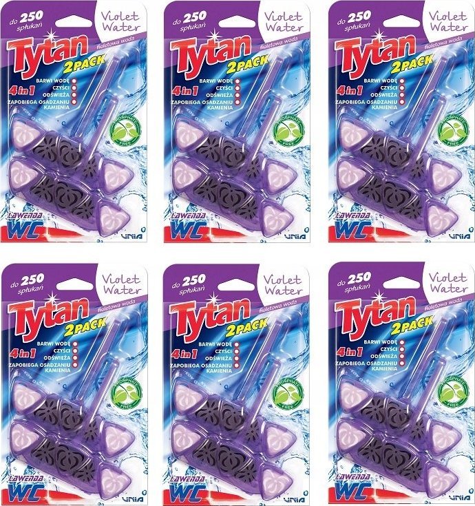 Tytan 6 x KOSTKA DO WC 4w1 TYTAN VIOLET WATER 2x40g