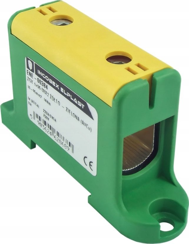 Incobex Złączka szynowa jednopolowa ZGX 1x95 mm2 żółto-zielona (Al-Cu) ENE-00384