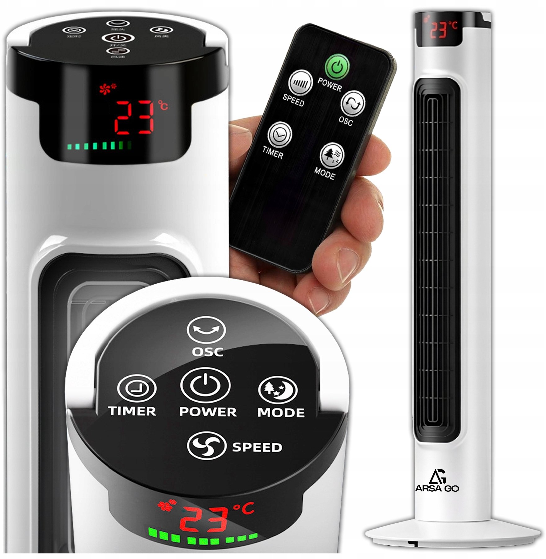 WENTYLATOR KOLUMNOWY STOJĄCY PODŁOGOWY DUŻY WIATRAK CICHY TIMER PILOT 98cm