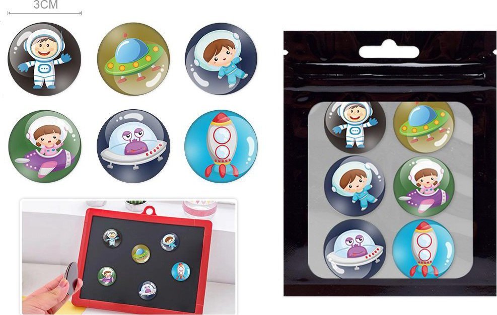 MAGNESY KOSMONAUCI 3cm 6 SZTUK