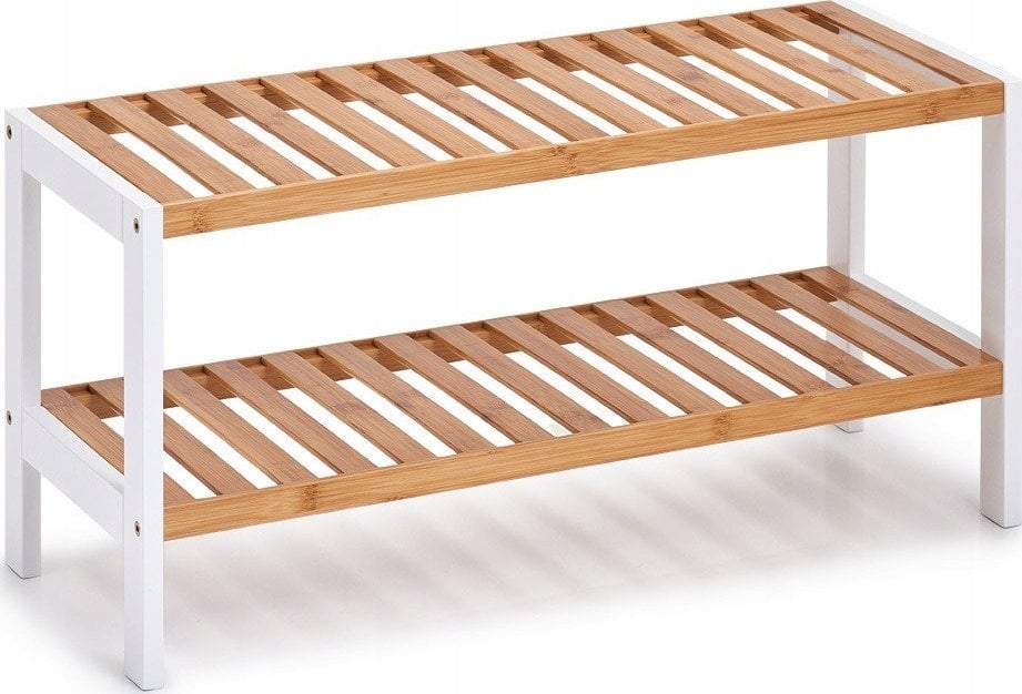 Zeller Biała szafka na buty z włókna bambusowego, szafka do przedpokoju, stojak na buty, regał na buty, ławka na buty, meble bambusowe, ZELLER