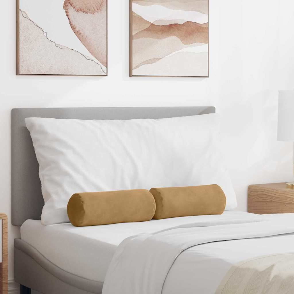 vidaXL Poduszki Wałkowe 2 pcs Brązowy 15 x 40 cm Tkanina sztruksowa