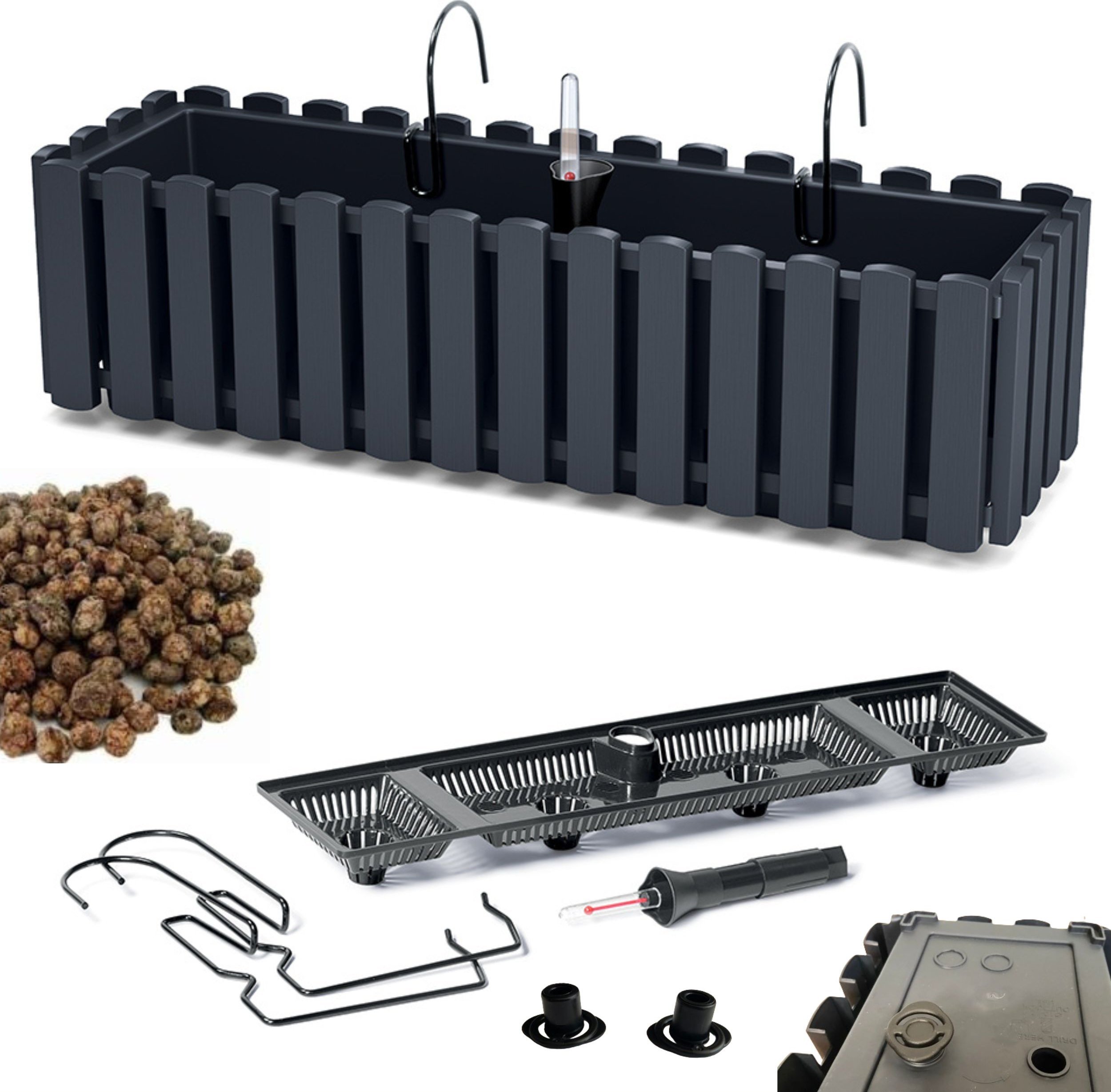 Prosperplast Skrzynka na balustradę DDEF600W Doniczka balkonowa + Keramzyt 1l