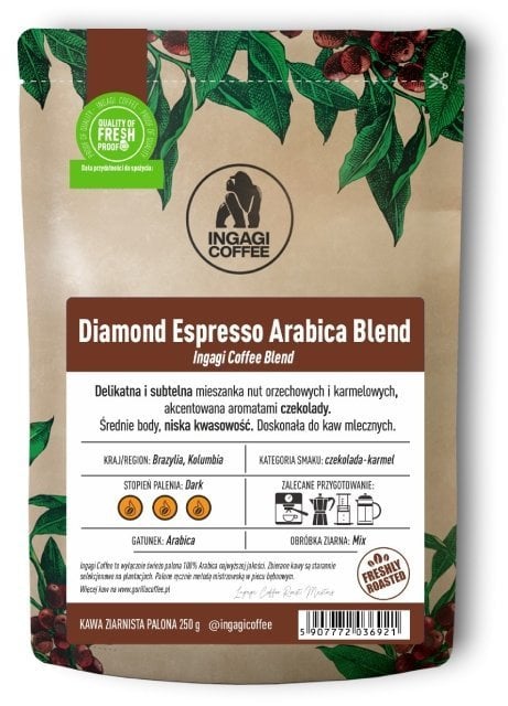 Kawa ziarnista Ingagi Kawa ziarnista Coffee Diamond Espresso Arabica Blend 250g