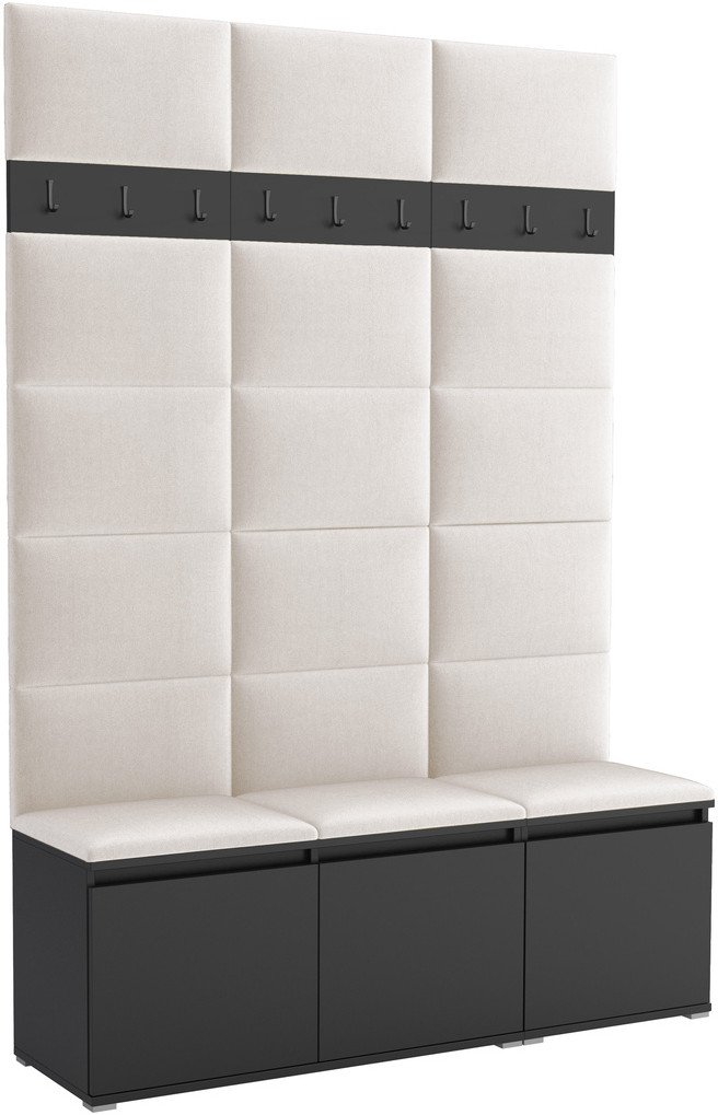 Tapicerowana garderoba Noris III - kolor czarny + tkanina Trinity 01