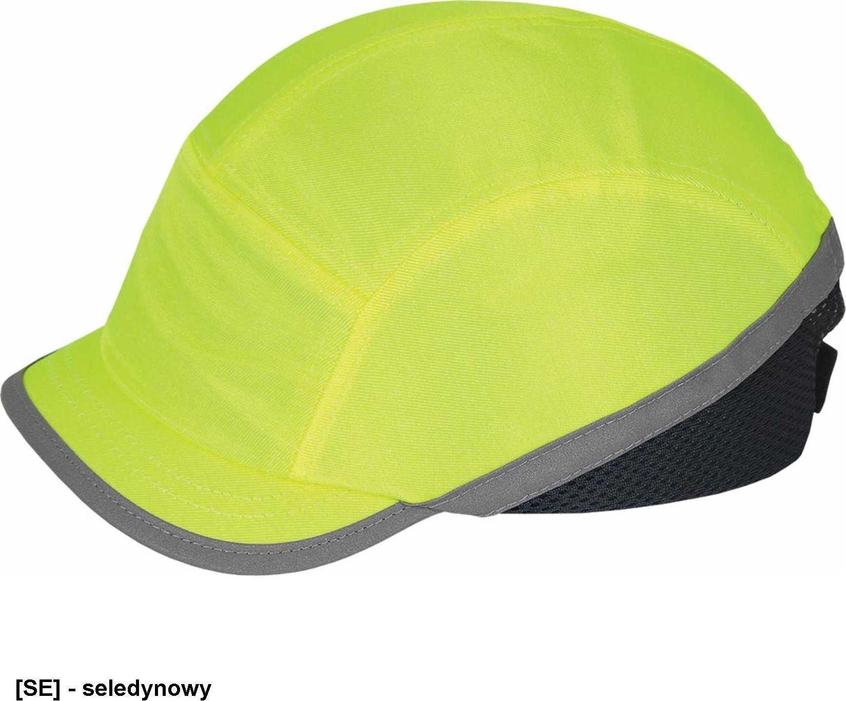 R.E.I.S. BUMPSCAPFLUO - przemysłowy hełm skorupa ABS, odblaskowe lamówki, lekki, krótki daszek - seledynowy