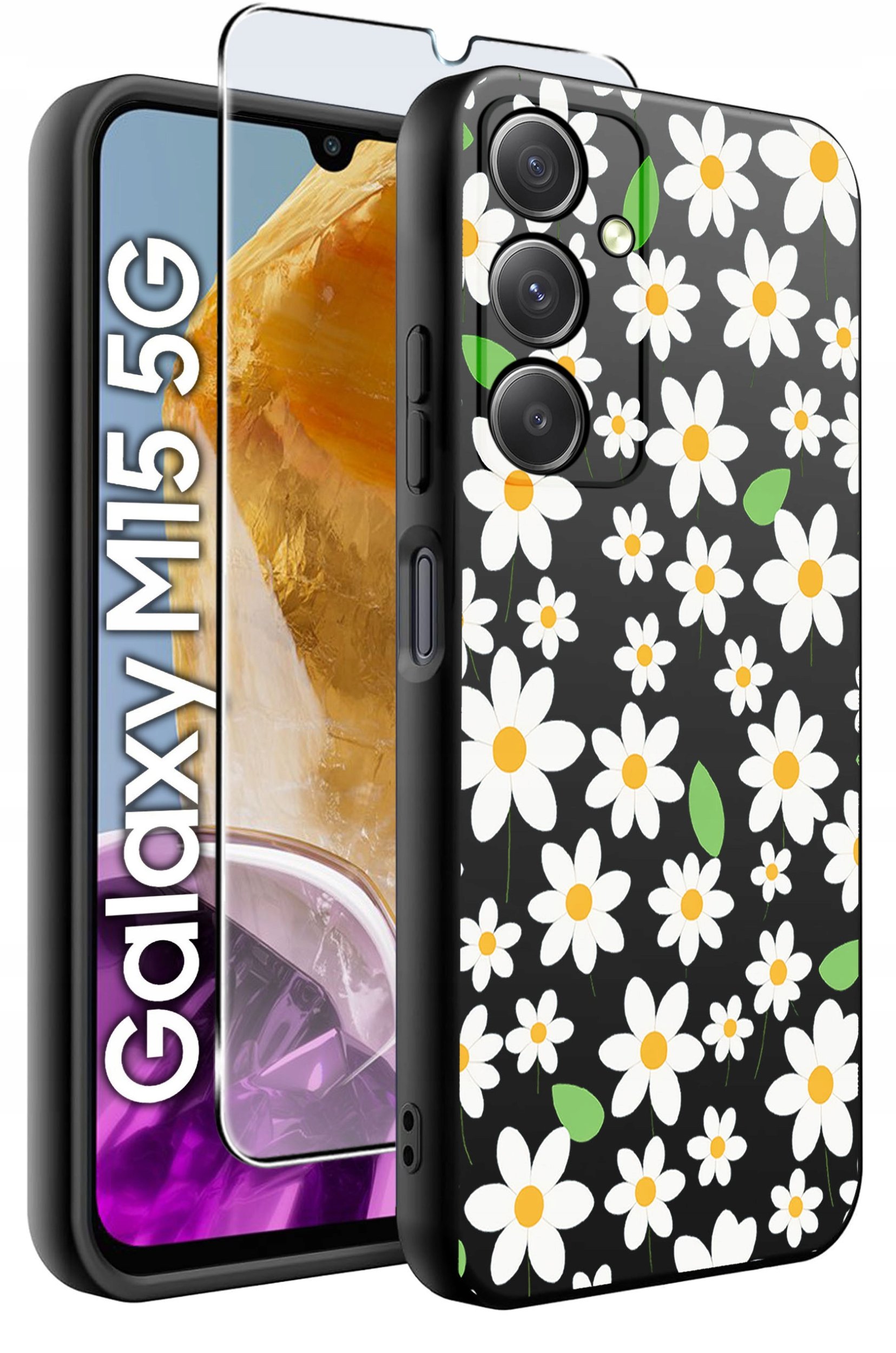 krainaGSM ETUI do Samsung M15 5G wzory | SILIKONOWE MATT CASE + SZKŁO HARTOWANE 9H