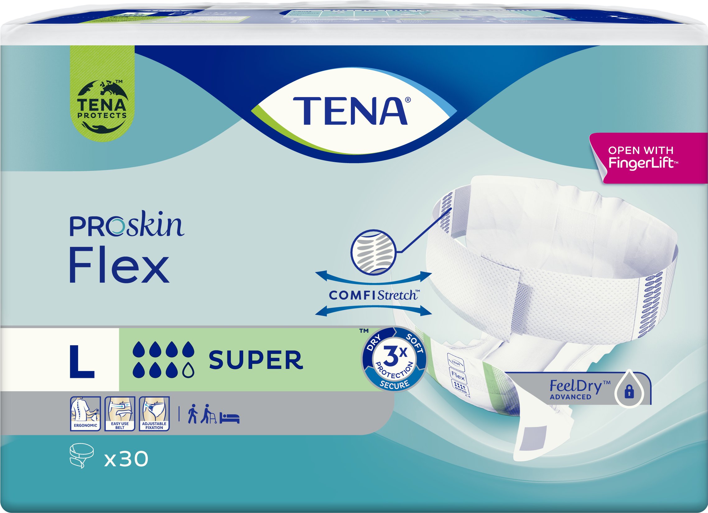 TENA FLEX PROSKIN SUPER L '30 (zielone)