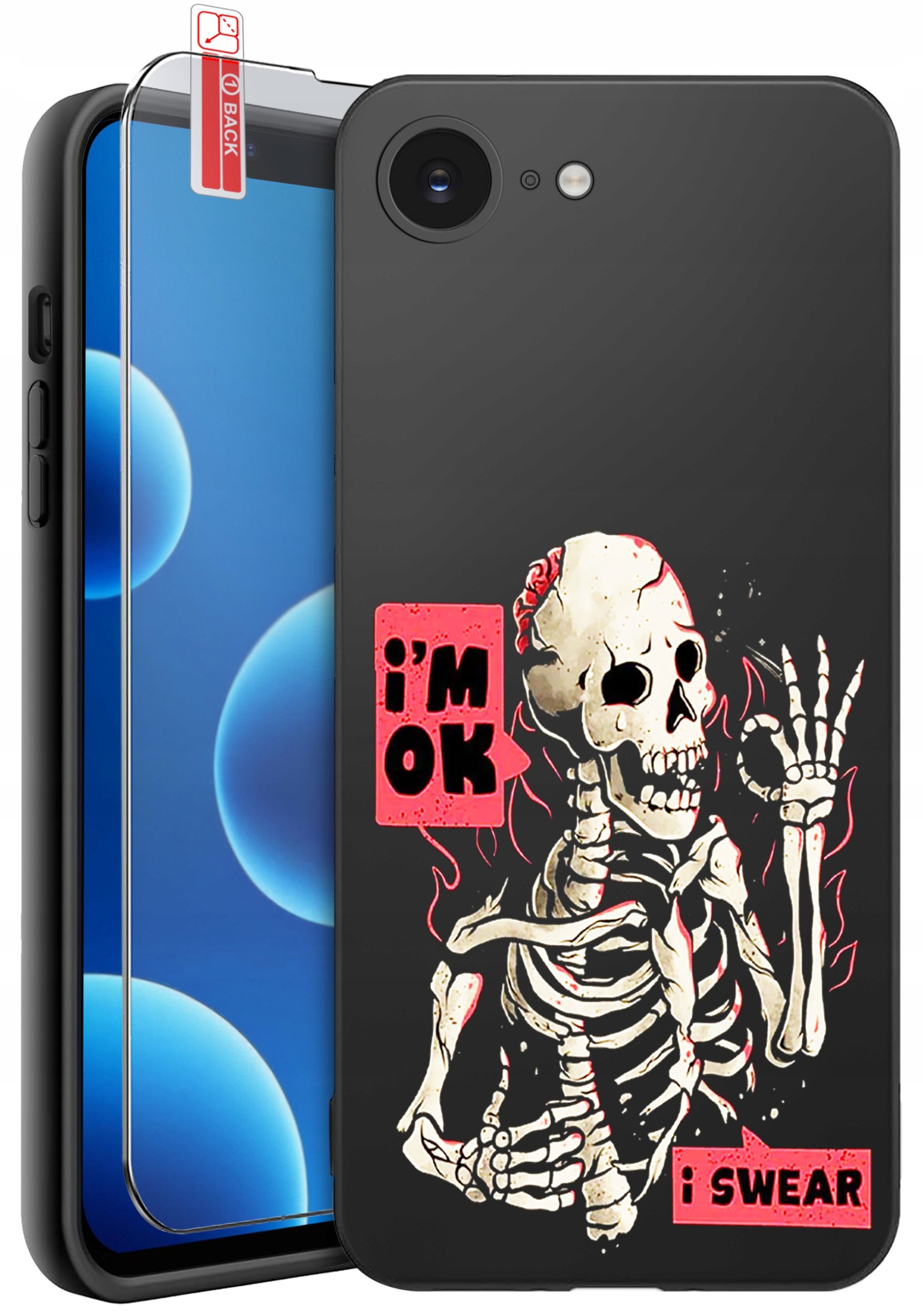 ETUI do iPhone 16e | WZORY | SILIKONOWE MATT CASE + SZKŁO 9H