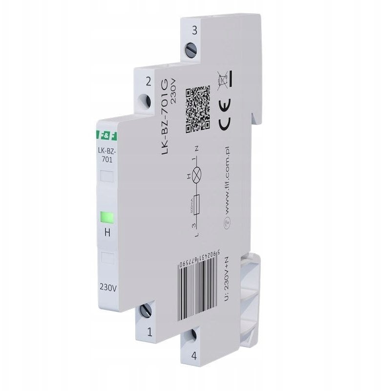 Lampka modułowa 1-fazowa z zabezpieczeniem zielona 1/3S LED 230V LK-BZ-701G