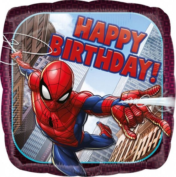 AMSCAN Balon foliowy 18 cali, SPIDERMAN Happy Birthday