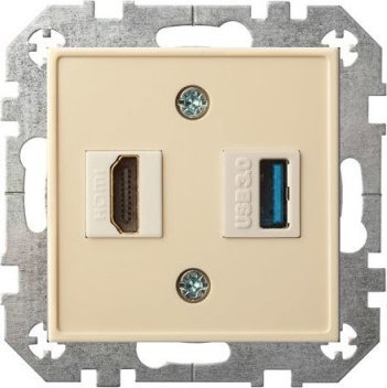 Liregus FLUSH MOUNTING HDMI+USB SOCKET SAND