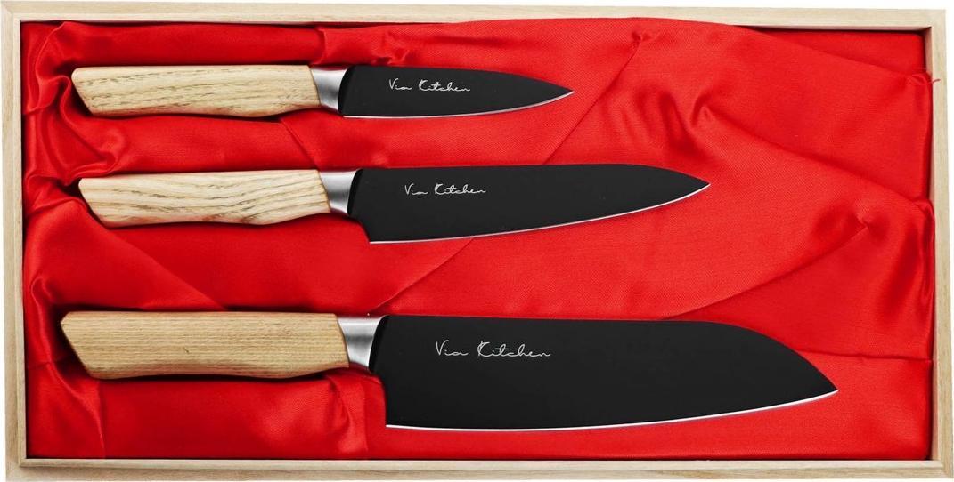 Satake Satake Black Ash Zestaw 3 noży w drewnianym pudełku