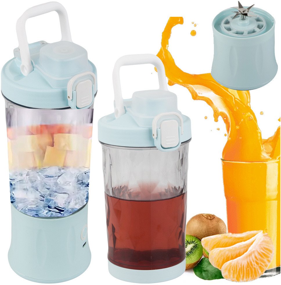 Blender do smoothie przenośny usb bezprzewodowy rozdrabniacz lodu niebieski