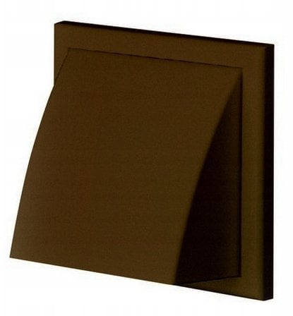 Wylot ścienny z zaworem zwrotnym i okapem 154x154mm fi 100mm brąz MW102AZPKBR