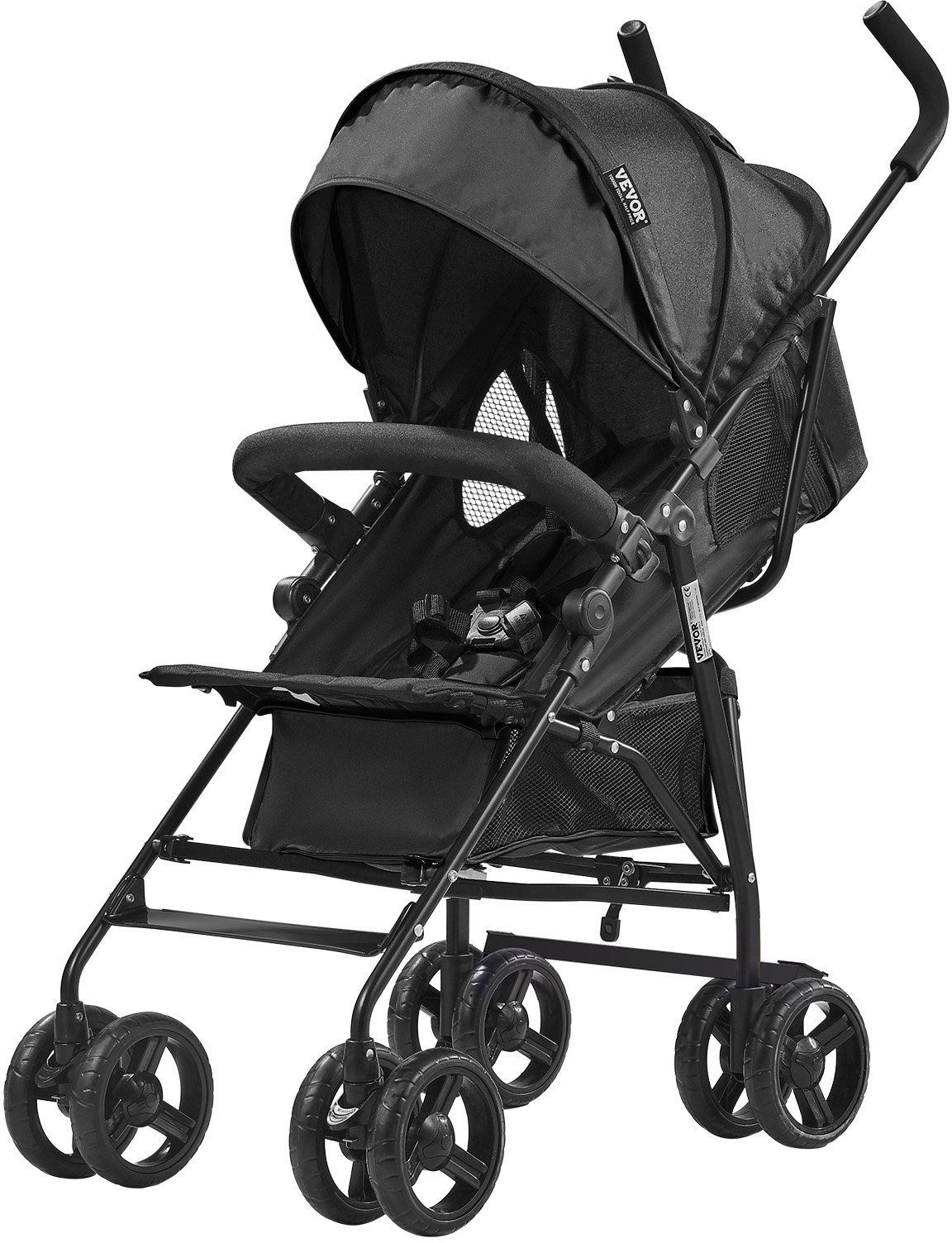 Ultralekki Czarny Składany Wózek Spacerowy Kompaktowy i Bezpieczny