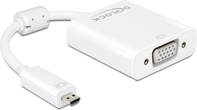 Adapter AV Delock HDMI Micro - D-Sub (VGA) + Jack 3.5mm biały (65557)