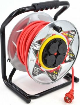 AWTools przedłużacz bęben metalowy czerwony Heavy Duty 25m 3x2,5 mm 16A, 3680W, IP44 (AW70254)