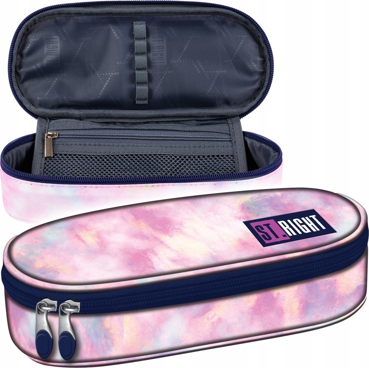 Piórnik St. Majewski PIORNIK SASZ OWAL 1ZAM 1KLAP STRIGHT PINK SKY FO