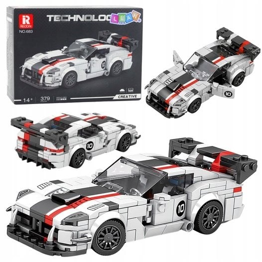 Klocki Konstrukcyjne Samochód Sportowy VIPER Biało-Czerwony 379 el.