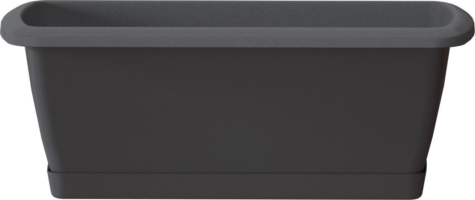 Prosperplast Skrzynka balkonowa RESPANA SET ISE400P-S433, Doniczka prostokątna 39x18 cm, Kolor Antracyt, Prosperplast