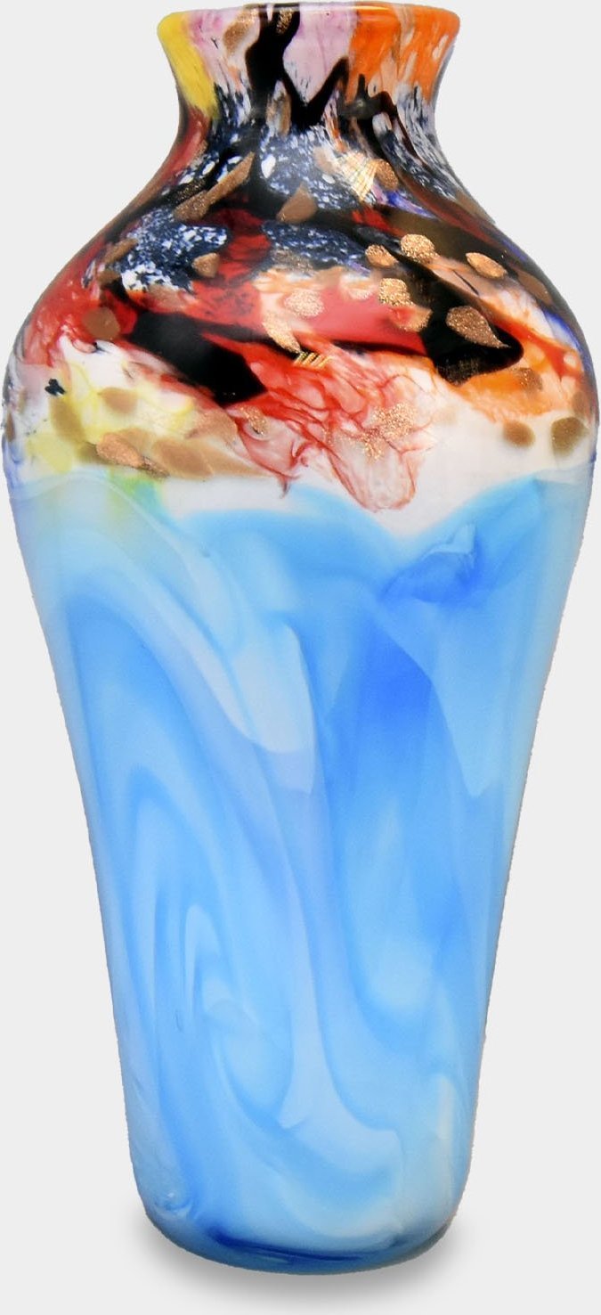 rzezbyzbrazu Wazon Szklany w Stylu Murano Niebieski i Wielobarwny