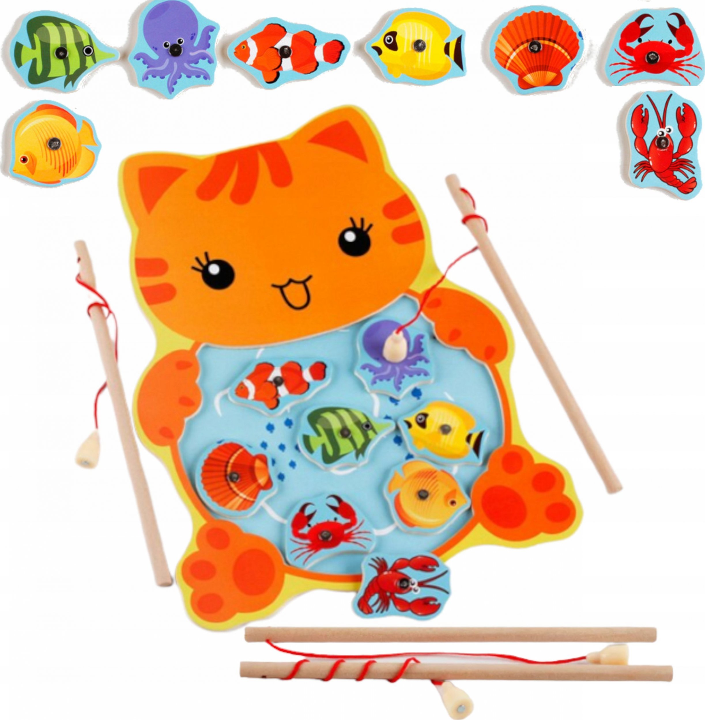 DREWNIANA GRA ŁOWIENIE RYBEK NA MAGNES KOT 422K