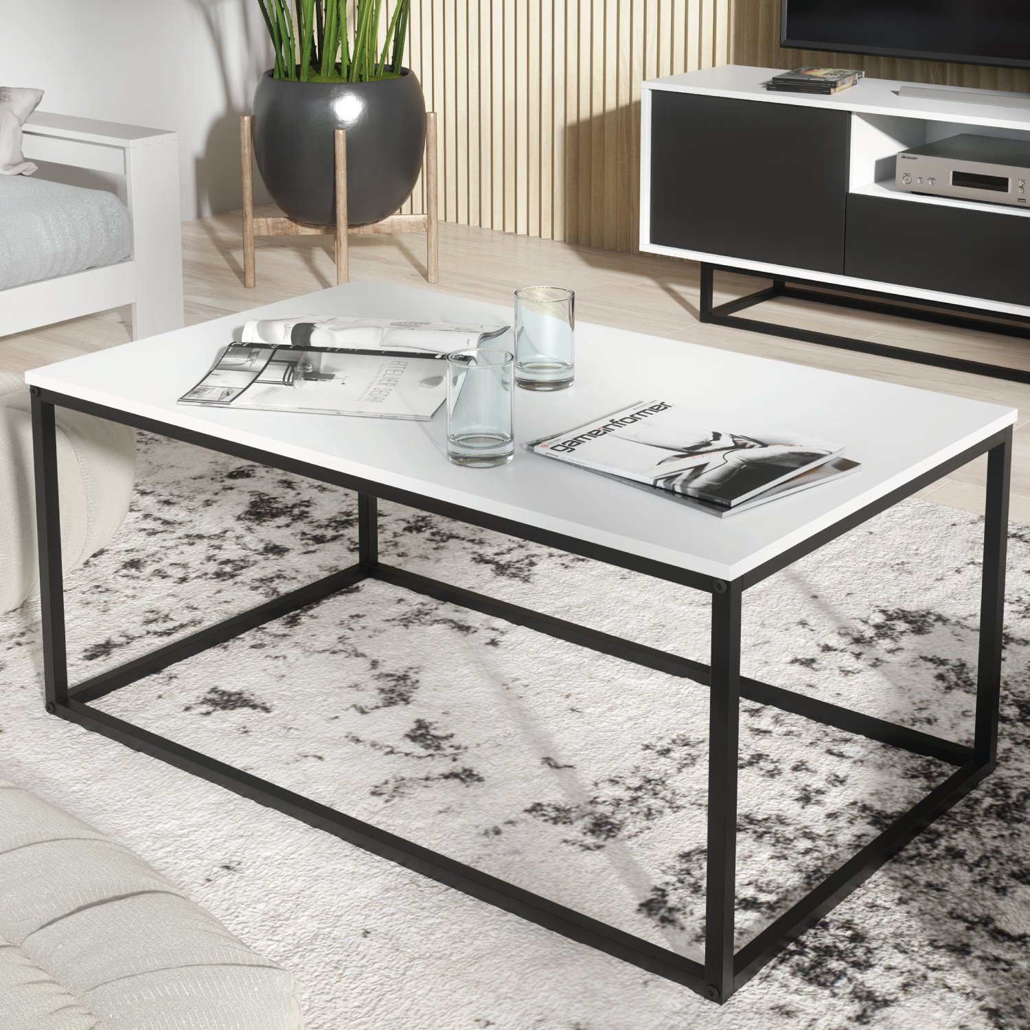 Stolik Kawowy 100cm Loft ONE FURNITURE Laminat Biały