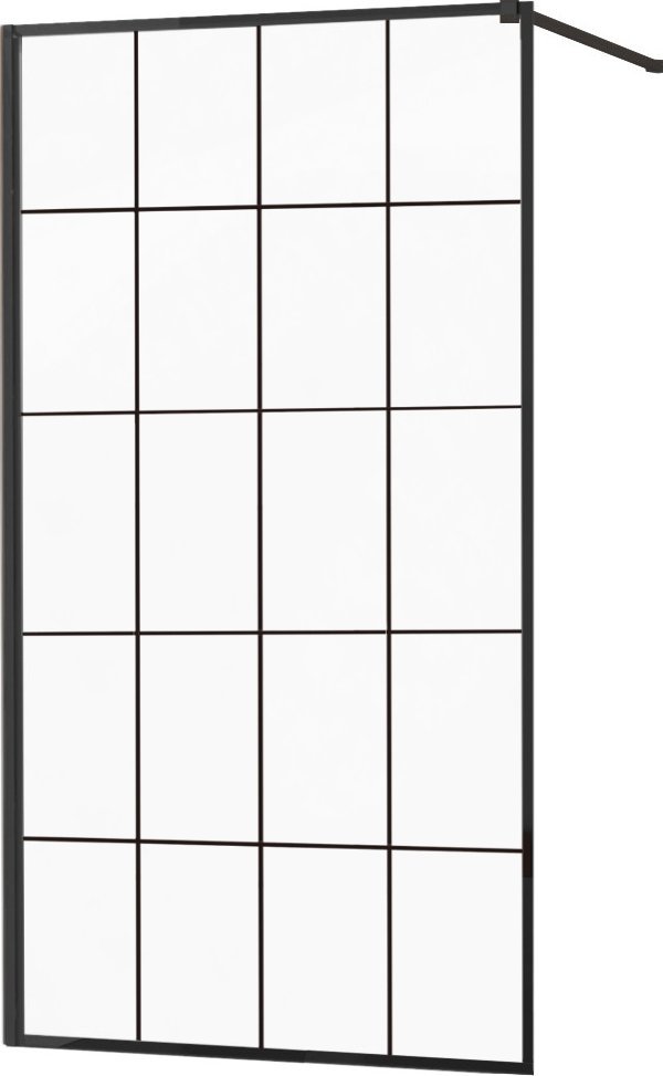 Mexen Mexen Kioto ścianka prysznicowa 140 x 200 cm, transparent/czarny wzór 8 mm, czarny - 800-140-101-70-77