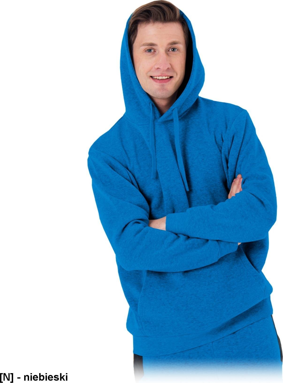 R.E.I.S. KANGU - bluza polarowa, 100% poliester, 220 g/m2, kaptur ściągany troczki, jedna kieszeń w dolnej części bluzy, dół bluzy rękawy - niebieski