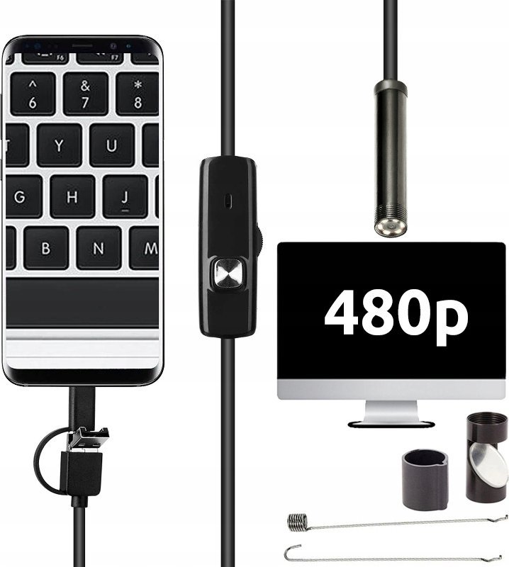 ENDOSKOP CYFROWY LED ELASTYCZNY 5m XMZ-007