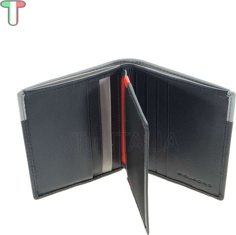 Piquadro Piquadro, Piquadro, Leather, Wallet, For Back And Credit Cards, Black, Gray, For Men For Men