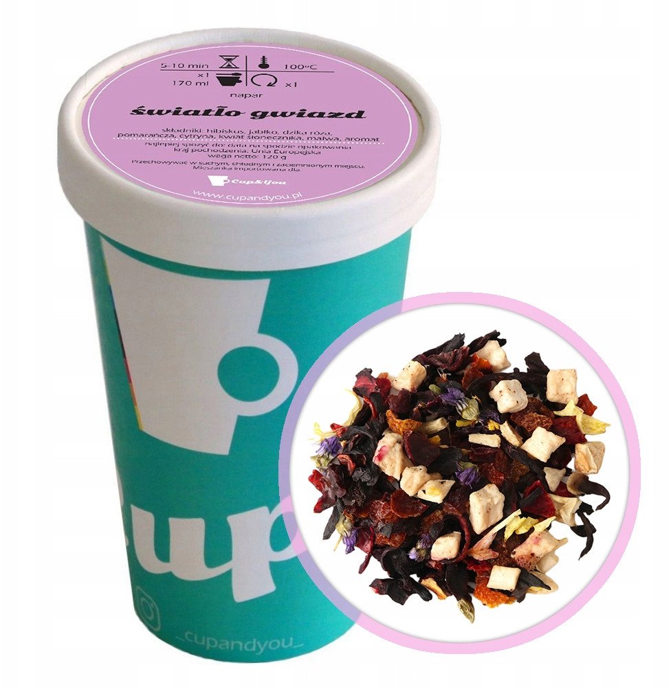 Sypana herbata owocowa smakowa ŚWIATŁO GWIAZD pomarańcza 120g super premium - herbata liściasta sypana mieszanka napar susz