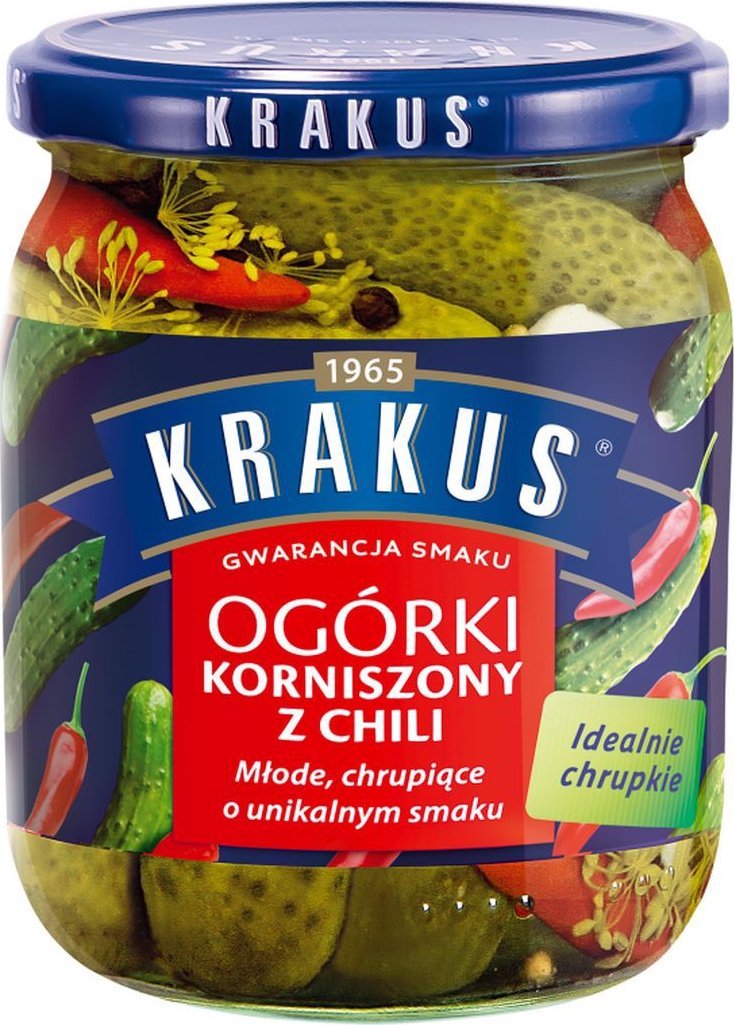 Krakus Krakus Ogórki korniszony z chili 500 g