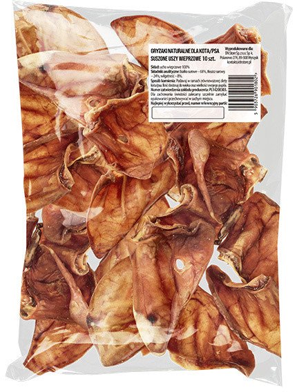 Naturalny przysmak gryzaki dla psa i kota uszy wieprzowe 10 szt.
