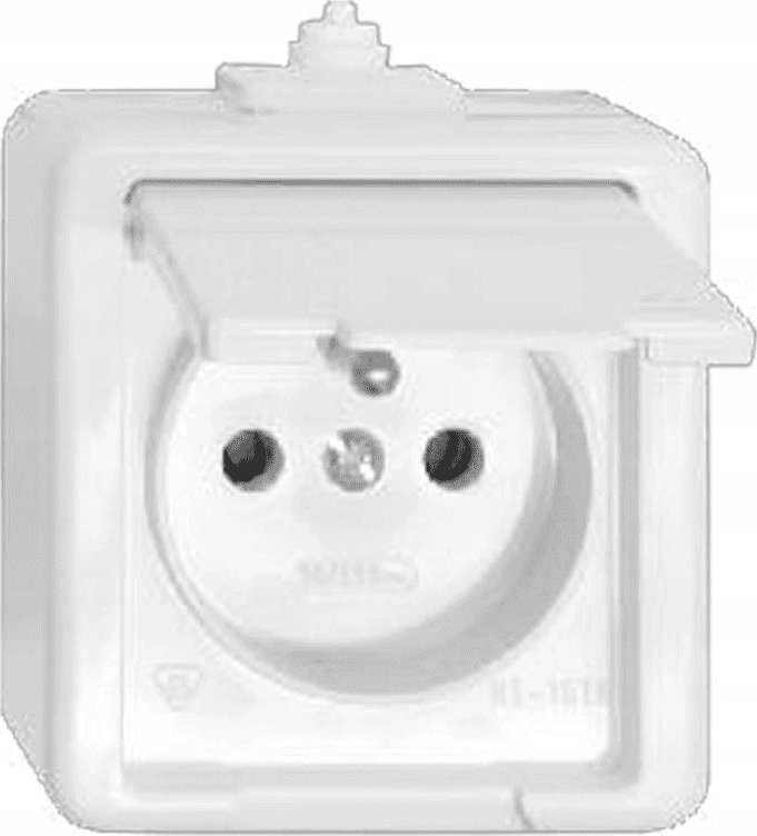 Timex JANTAR Gniazdo pojedyncze z/u IP44 z klapką białe GNt-16J