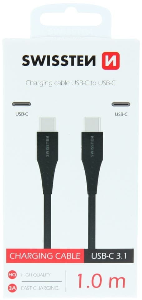 Kabel USB Swissten USB-C - USB-C 1 m Czarny (8595217471931)