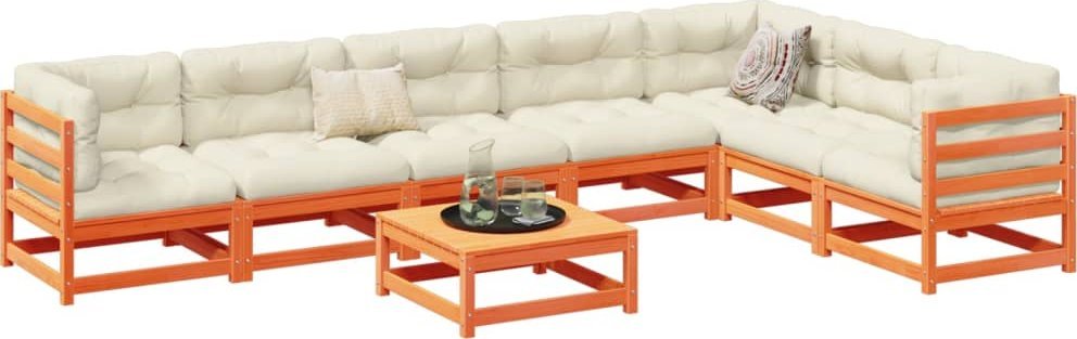 vidaXL 8-cz. zestaw wypoczynkowy do ogrodu, z poduszkami, woskowy brąz