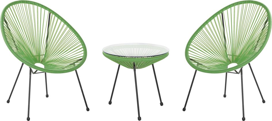 Beliani Zestaw mebli balkonowych rattanowy zielony ACAPULCO II