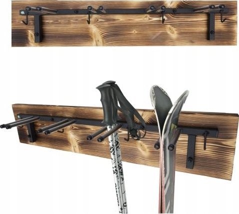 QLS UCHWYT ŚCIENNY WIESZAK S3 Z DESKĄ NA 4 PARY NART