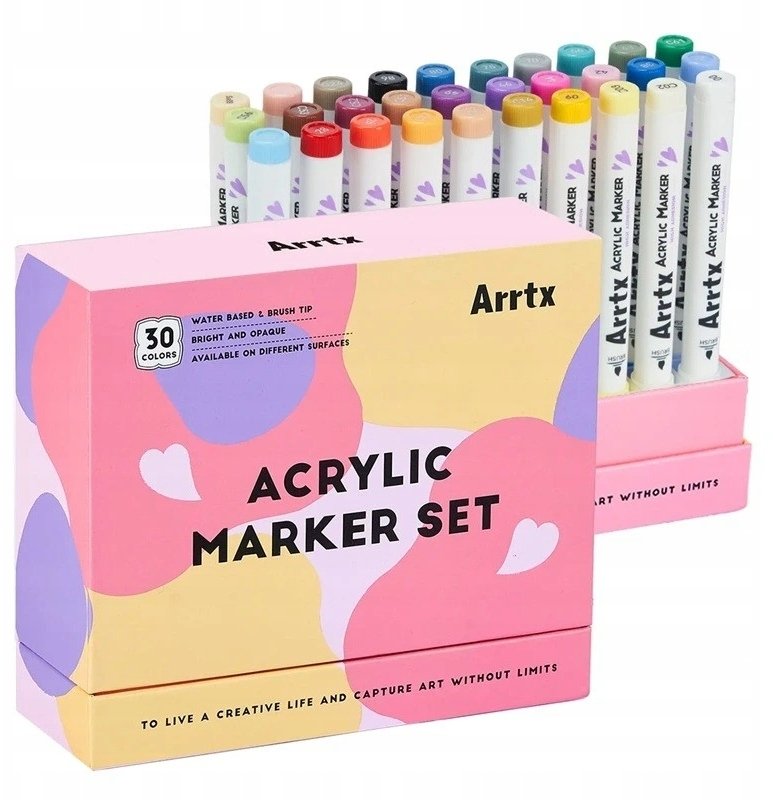 ARRTX Markery akrylowe - flamastry 30 kolorów