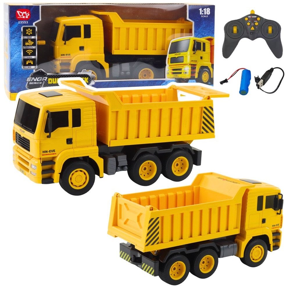 Ciężarówka Budowlana Wywrotka Zdalnie Sterowana RC Światła LED 1:18 EDUKAMP